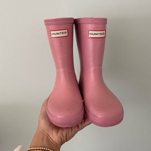 Light Pink Sparkle Hunter Boots size 8
